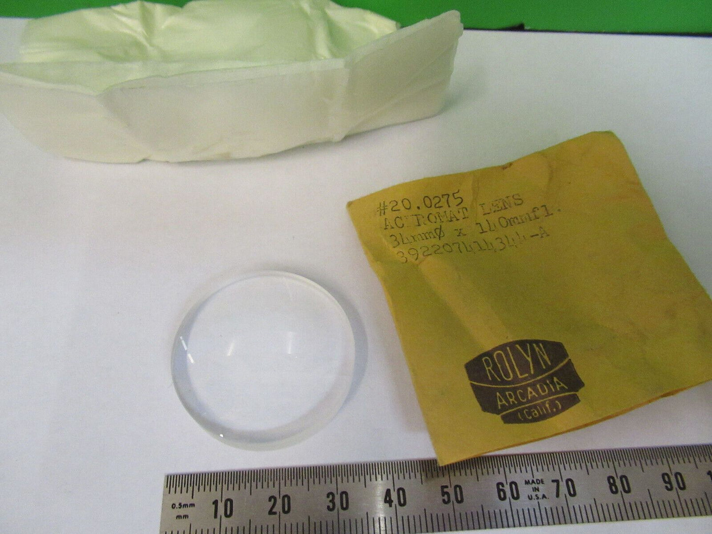 OPTICAL LENS ACHROMAT DIAMETER 34mm FL 140mm OPTICS AS PICTURED &W5-B-81