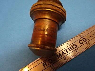 MICROSCOPE PART OPTICAL OBJECTIVE ANTIQUE BRASS BAUSCH LOMB OPTICS AS IS #90-47