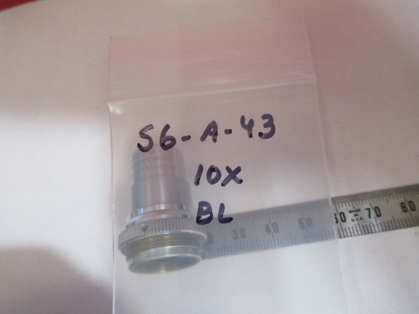 BAUSCH LOMB 10X LENS MICROSCOPE PART OBJECTIVE OPTICS AS PIC #S6-A-43