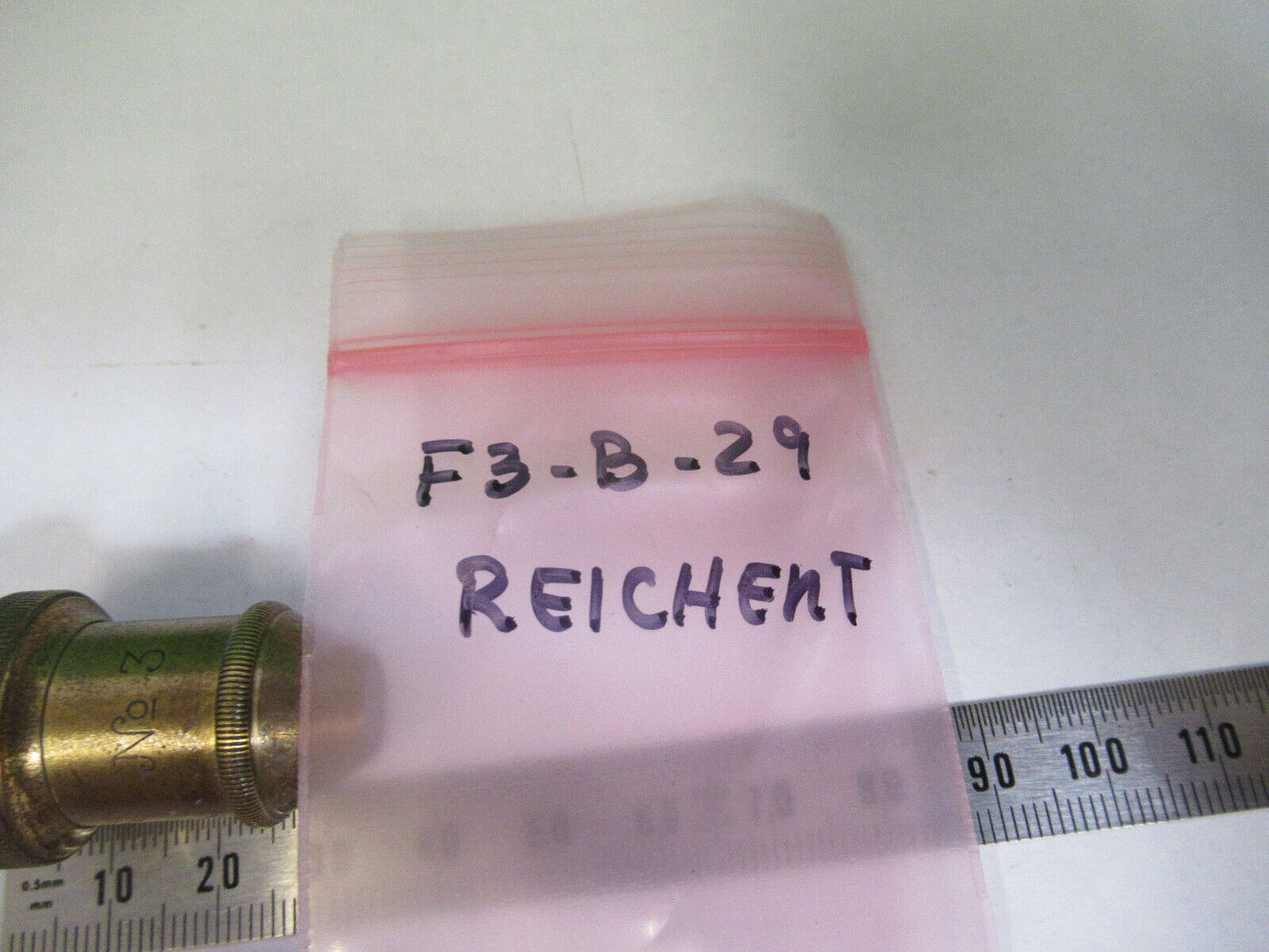 ANTIQUE BRASS REICHERT AUSTRIA "3" OBJECTIVE MICROSCOPE PART AS PICTURED F3-B-29