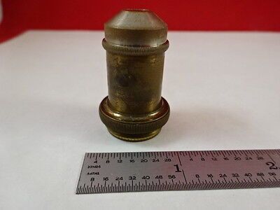 MICROSCOPE PART ANTIQUE BRASS OBJECTIVE LEITZ GERMANY 3 OPTICS AS IS N5-A-10