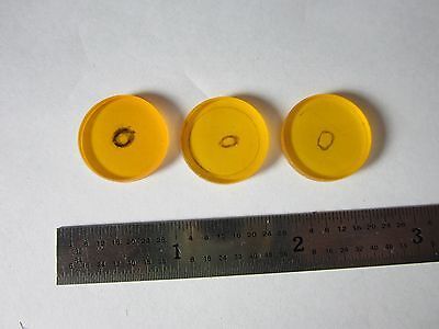 MICROSCOPE PART OPTICAL LOT 3 EA YELLOW FILTER OPTICS AS IS BIN#34-35