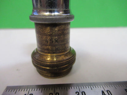 ANTIQUE BRASS ERNST LEITZ OBJECTIVE MICROSCOPE PART AS PICTURED &H9-A-42