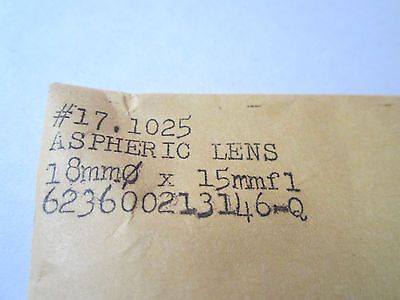 OPTICAL LENS aspheric 18mm Diameter Focal Length 15mm LASER OPTICS BIN#1B