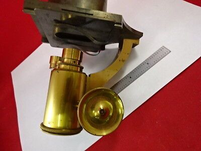 ANTIQUE BRASS RARE MICROSCOPE PART LENS TUBUS STAGE OPTICS #L9-B1-3