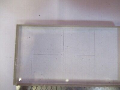 GLASS BLOCK WITH GRID PATTERN OPTICS MICROSCOPE PART AS PICTURED &Q1-A-60