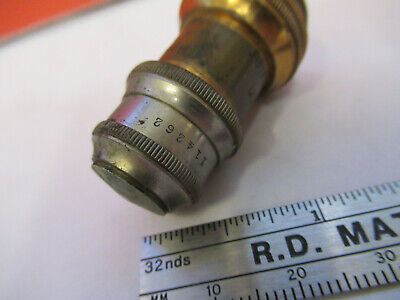 ANTIQUE ERNST LEITZ BRASS OBJECTIVE MICROSCOPE PART OPTICS AS PICTURED &13-FT-39