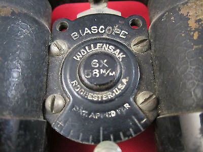 VINTAGE VERY EARLY BINOCULARS OPTICS BIASCOPE WOLLENSAK ROCHESTER NY AS IS