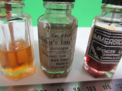 ANTIQUE IMMERSION OIL BOTTLES BAUSCH LOMB MICROSCOPE PART AS PICTURED R9-A-61