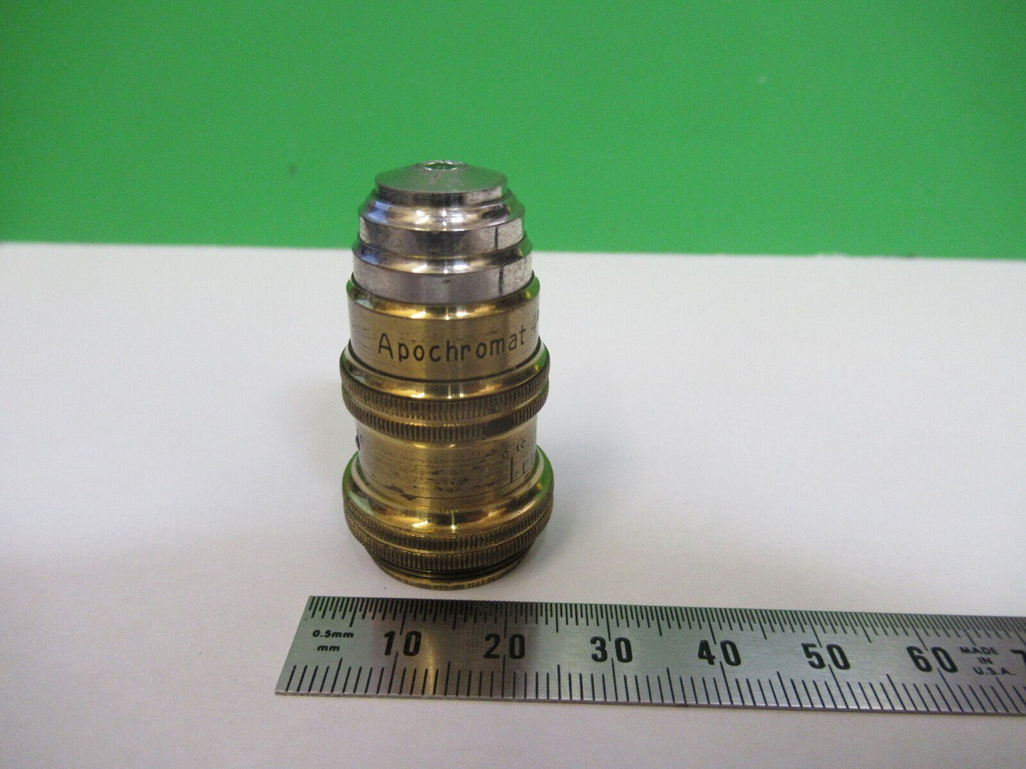 ANTIQUE BRASS ERNST LEITZ POL APO OBJECTIVE MICROSCOPE PART AS PICTURED #R6-A-71