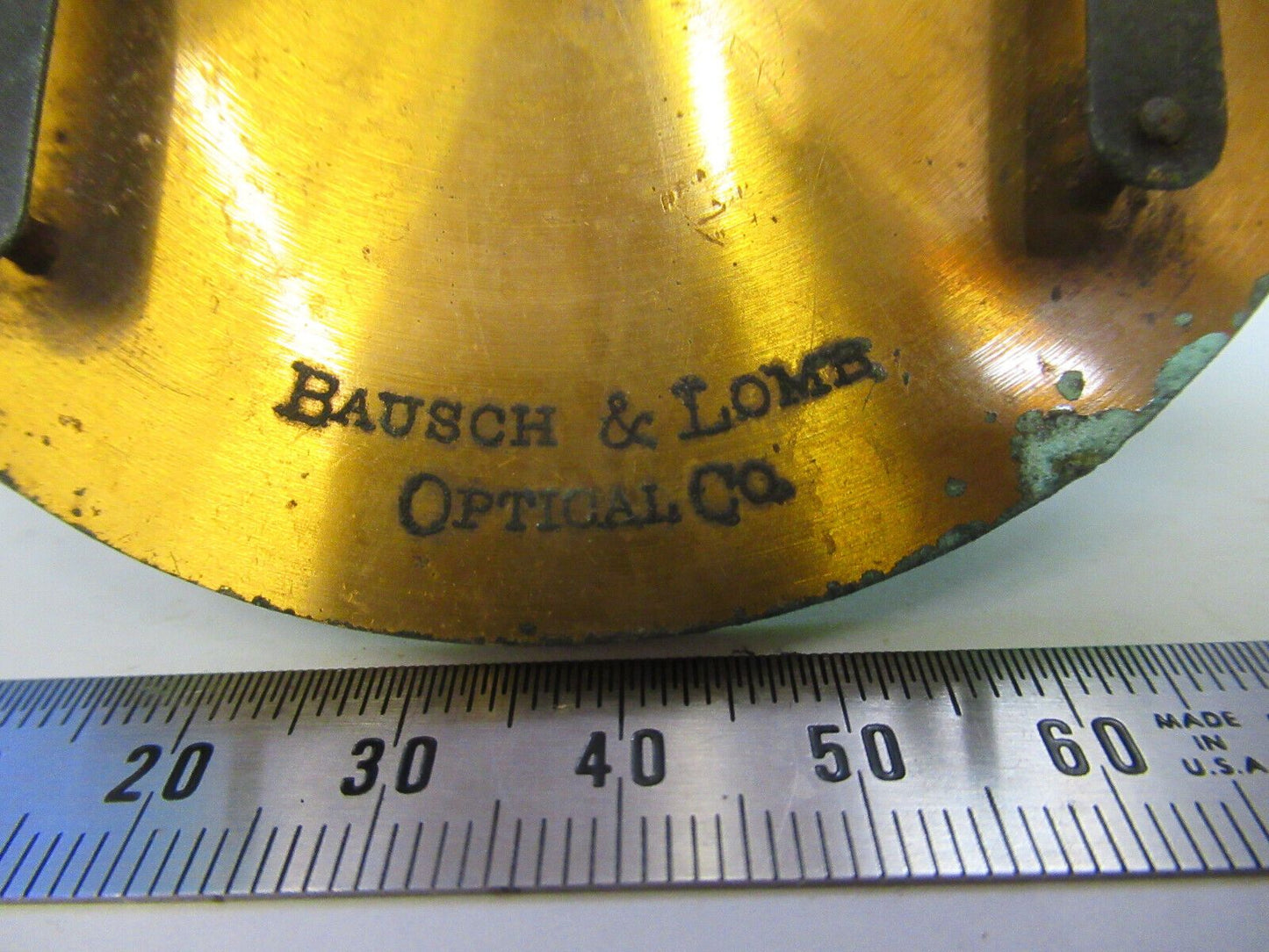 ANTIQUE BRASS BAUSCH LOMB RARE STAGE MICROSCOPE PART AS PICTURED &83-FT-02