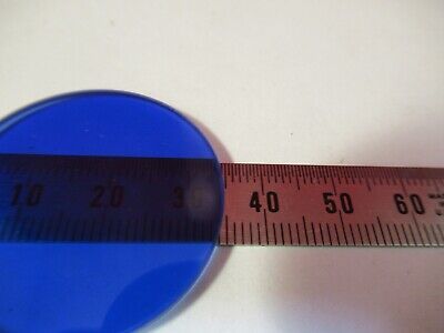 OPTICAL GLASS BLUE FILTER POLISHED MICROSCOPE PART OPTICS AS PICTURED #12-A-47