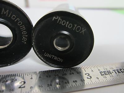 LOT 3 EA MICROSCOPE  EYEPIECES UNITRON PHOTO + MICROMETER OPTICS BIN#N1-05