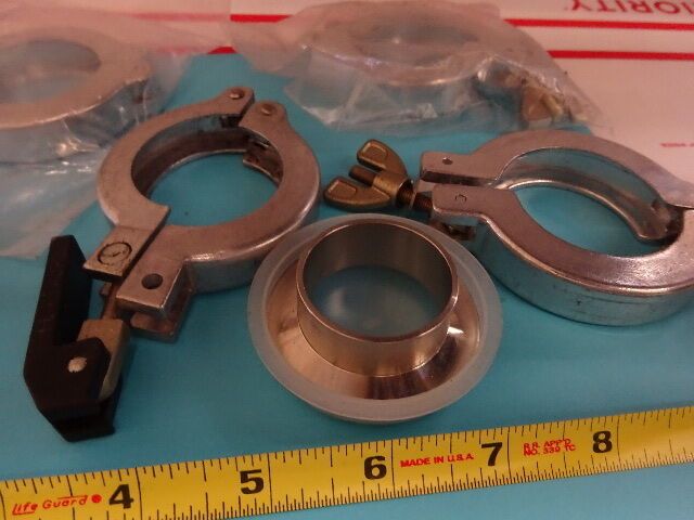 HIGH VACUUM CLAMPS FIXTURES ADAPTERS LOT AS IS #X4-FT-02