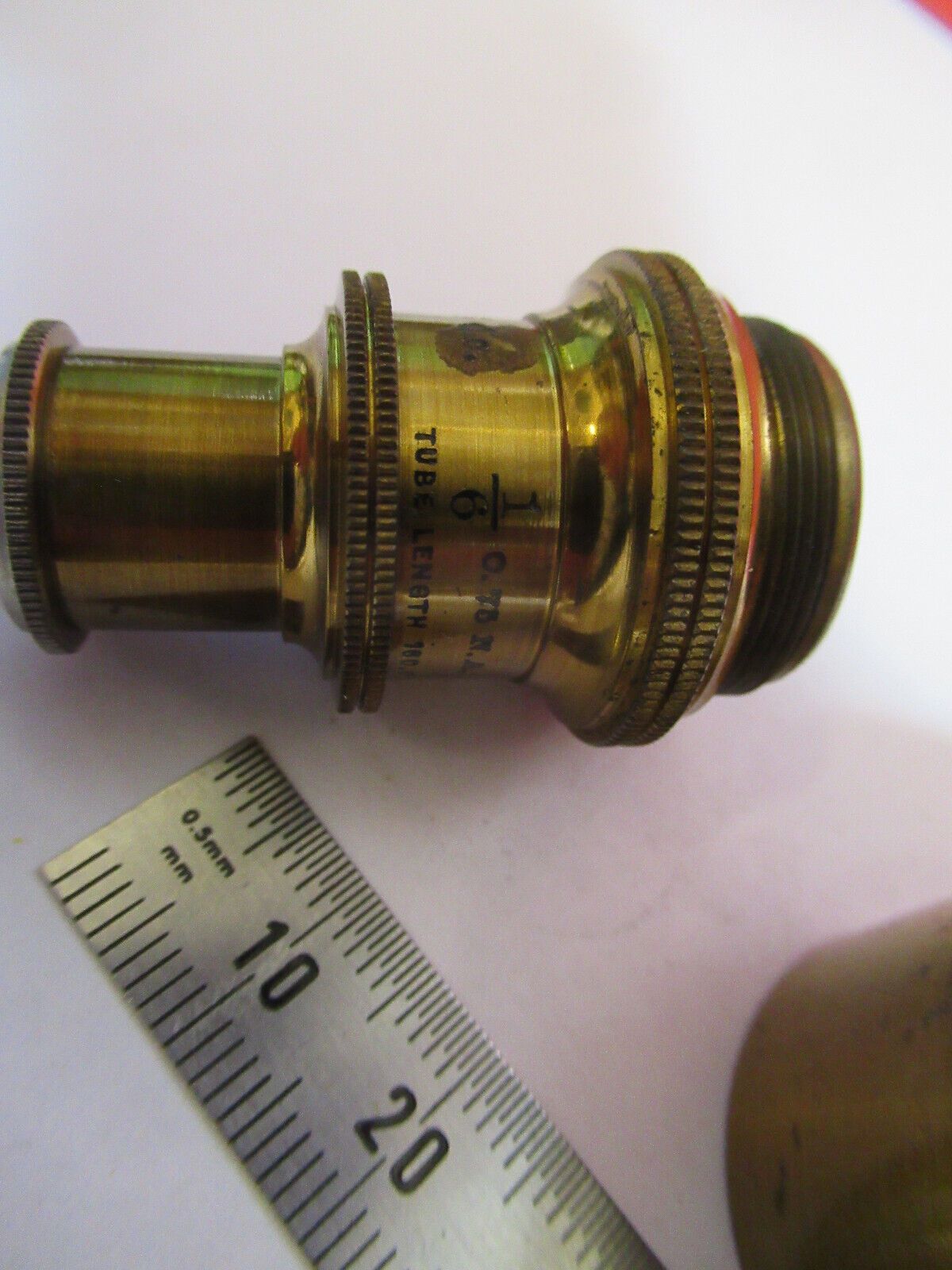 ANTIQUE BRASS BAUSCH LOMB OBJECTIVE  1/6 MICROSCOPE PART AS PICTURED G4-A-63