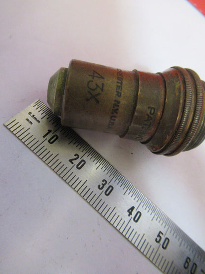 ANTIQUE  BRASS BAUSCH LOMB OBJECTIVE 43X MICROSCOPE PART AS PICTURED G4-A-111