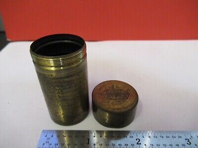 ANTIQUE BRASS EMPTY OBJECTIVE CAN E. LEITZ 1b MICROSCOPE PART AS PIC &Q1-A-61