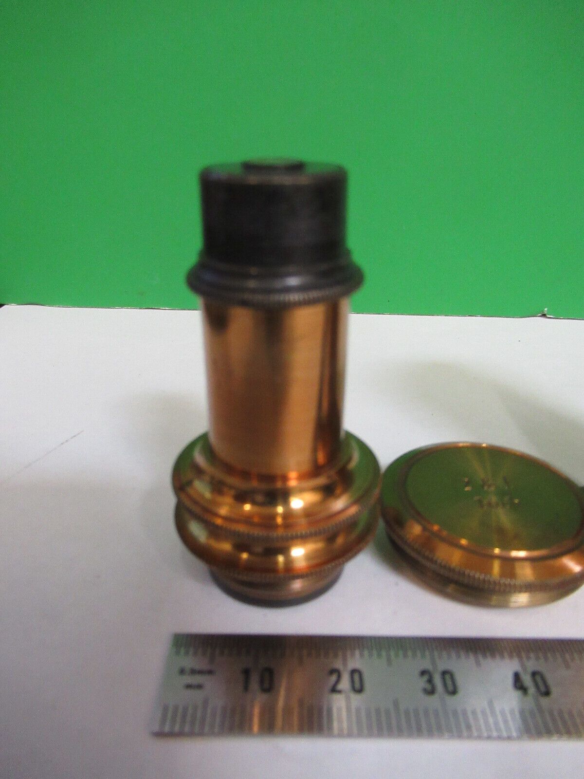 ANTIQUE POWELL BRASS UK OBJECTIVE RARE MICROSCOPE PART AS PICTURED R2-B-28