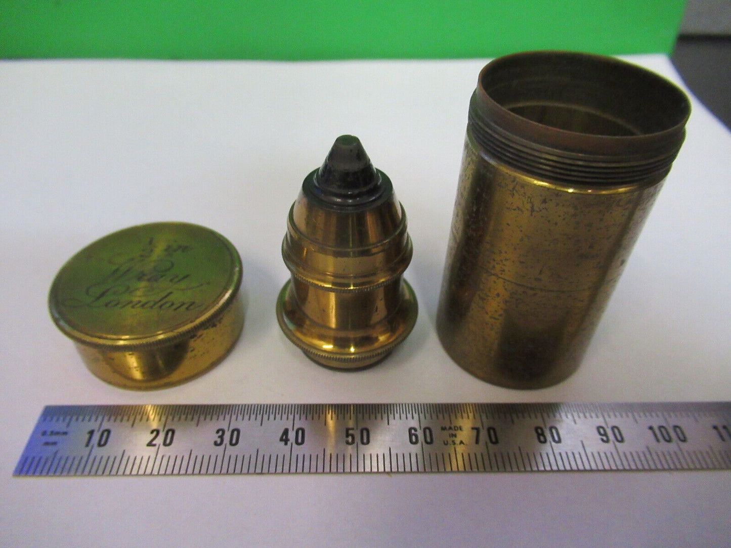 ANTIQUE BRASS RARE WRAY LONDON OBJECTIVE MICROSCOPE PART AS PICTURED #R1-B-09