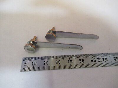 PAIR ANTIQUE CLIPS UNITRON JAPAN MICROSCOPE PART AS PICTURED 4B-FT-14