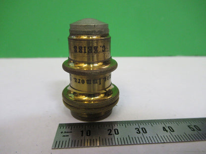 ANTIQUE BRASS CARL ZEISS 1/12 OBJECTIVE MICROSCOPE PART AS PICTURED F3-B-28