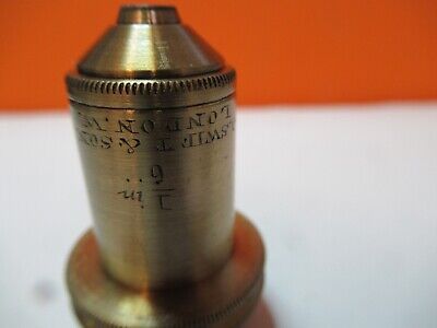 ANTIQUE BRASS OBJECTIVE SWIFT UK 1/6 MICROSCOPE PART AS PICTURED &16-B-25