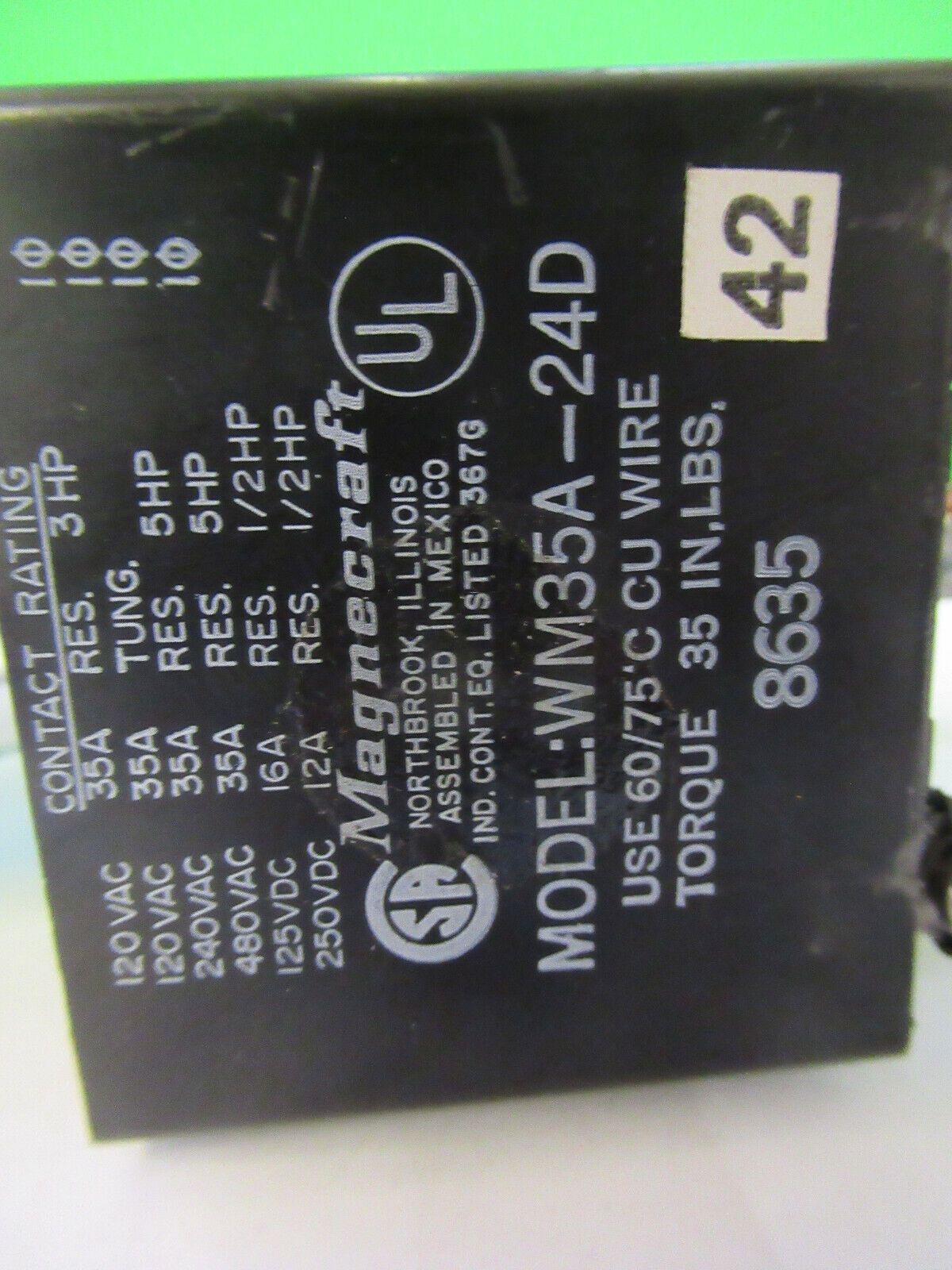 MAGNECRAFT WM35A-24D HIGH POWER RELAY ELECTRIC AS PICTURED #R1-B-23