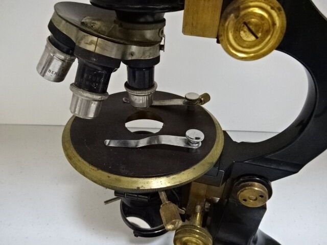 MICROSCOPE VINTAGE R FUESS BERLIN ANTIQUE BRASS GERMANY OPTICS AS IS #TB-4