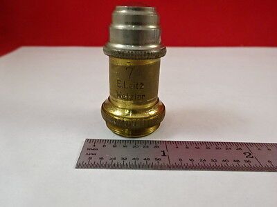 MICROSCOPE PART ANTIQUE BRASS OBJECTIVE LEITZ GERMANY 7 OPTICS AS IS N5-A-12