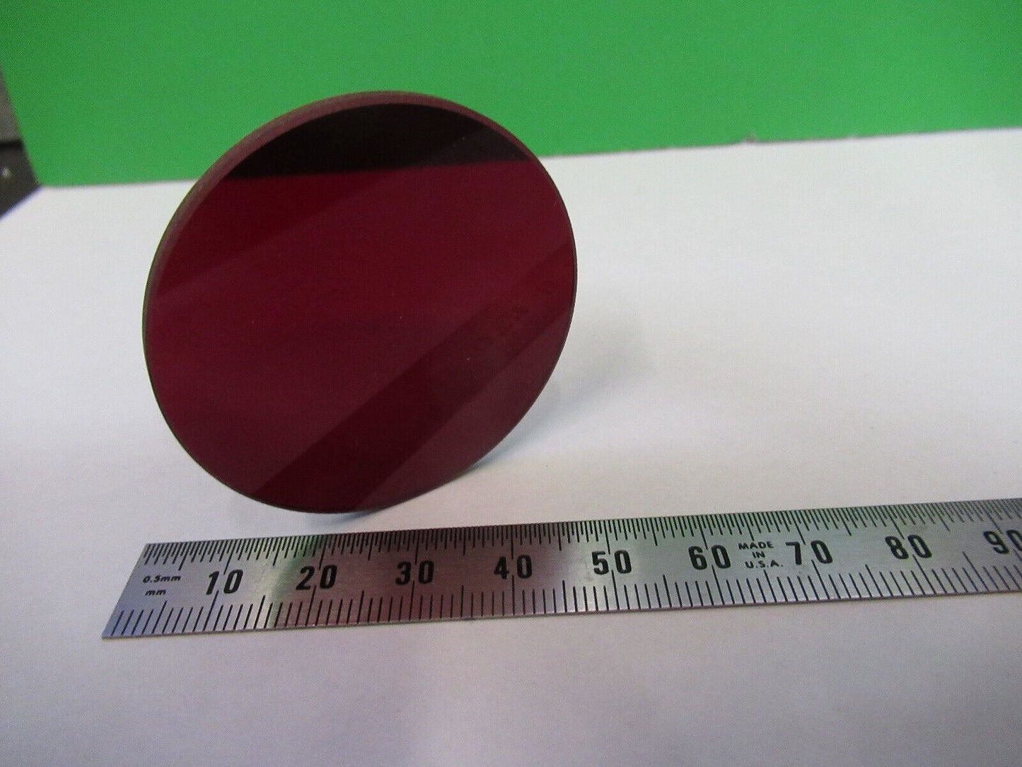 OPTICAL LARGE GLASS RED FILTER OPTICS AS PICTURED R1-B-50