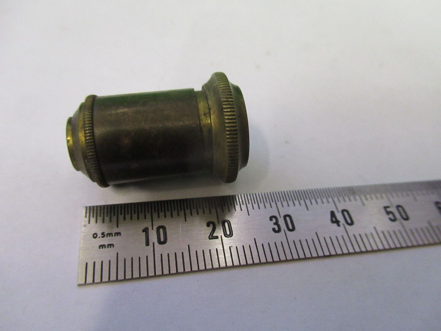 ANTIQUE BRASS RARE SMALL DIAMETER OBJECTIVE MICROSCOPE PART AS PICTURED Z4-B-90