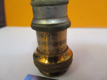 ANTIQUE ERNST LEITZ OBJECTIVE 1/12 OPTICS MICROSCOPE PART AS PICTURED &8M-A-86B