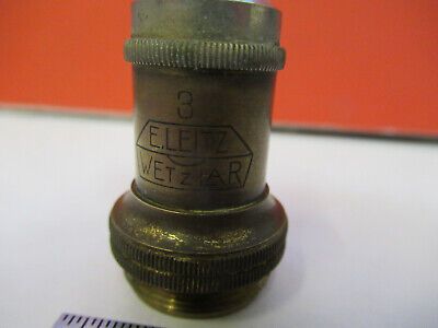 ANTIQUE ERNST LEITZ BRASS OBJECTIVE MICROSCOPE PART OPTICS AS PICTURED &13-FT-40