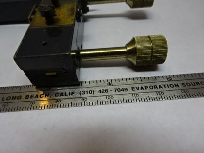 FOR PARTS VINTAGE BRASS ANTIQUE CLIPS STAGE MICROMETER MICROSCOPE AS IS &83-59