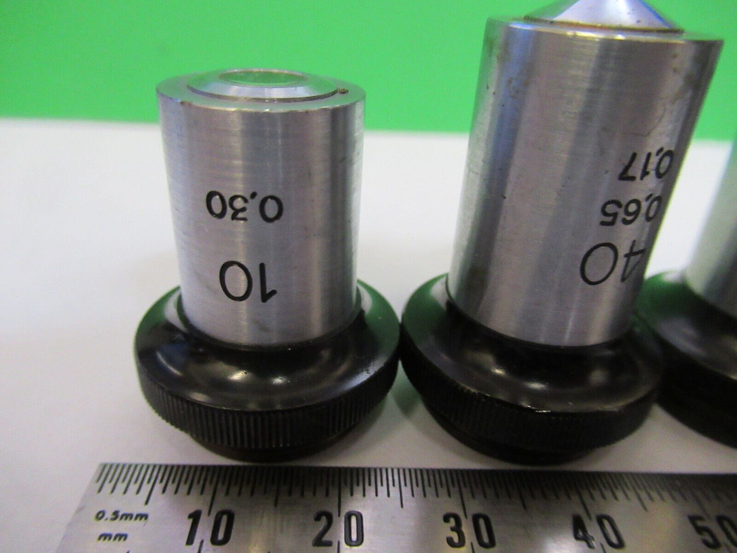 LOT 3 ea OBJECTIVES TIYODA JAPAN SET MICROSCOPE PART AS PICTURED &S2-C-84