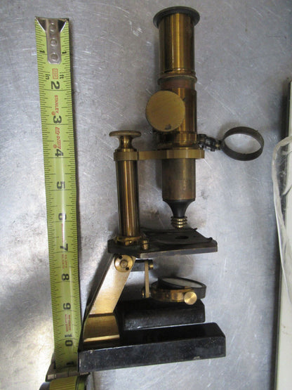 ANTIQUE UNKNOWN FRENCH BRASS  MICROSCOPE OPTICS AS PICTURED