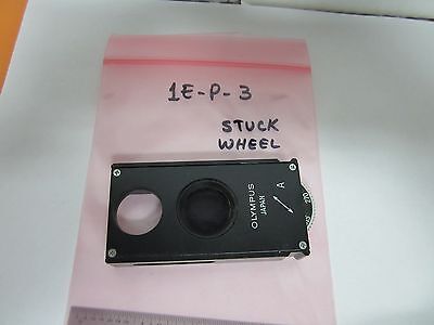 OPTICAL MICROSCOPE PART SLIDE OLYMPUS POLARIZER OPTICS BIN#1E-P-3 [wheel stuck]