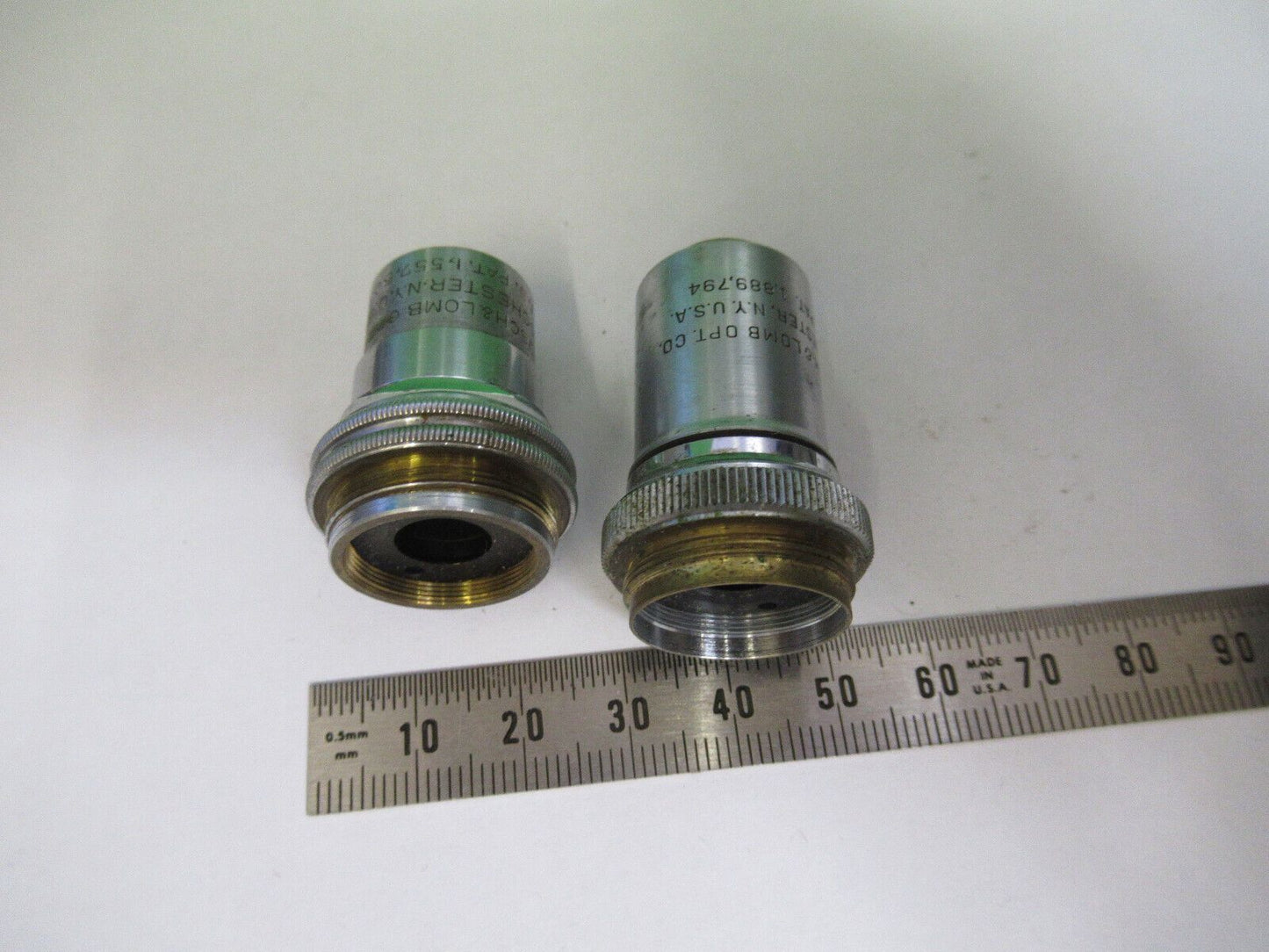 LOT 2 ea OBJECTIVES BAUSCH LOMB USA MICROSCOPE PART AS PICTURED &R4-A-53