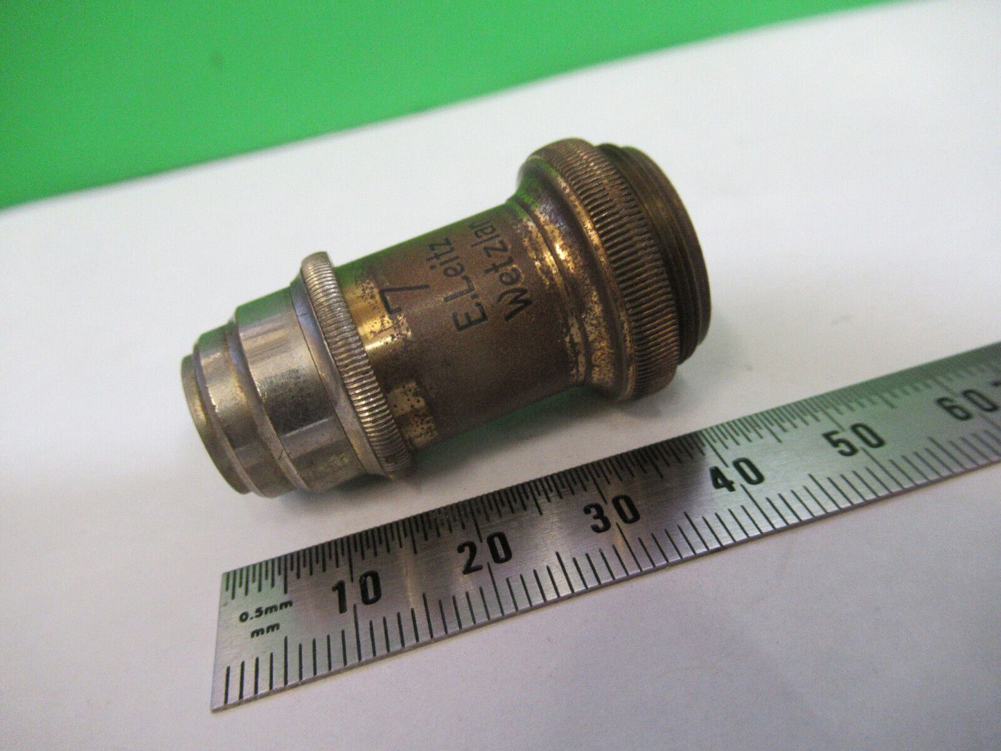 ANTIQUE BRASS OBJECTIVE "7" ERNST LEITZ MICROSCOPE PART AS PICTURED Z7-A-45