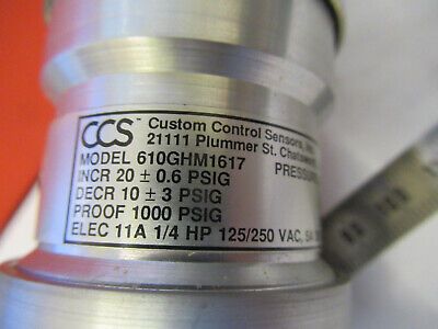 AIRCRAFT PRESSURE SWITCH CCS CUSTOM CONTROL SOLAR 31296-3 AS PICTURED &FT-5-C