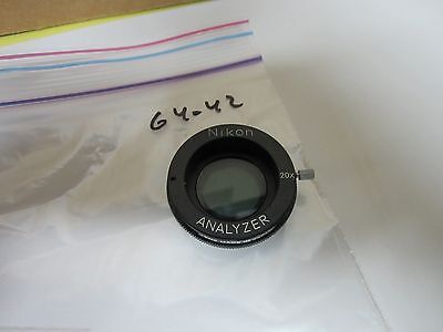 OPTICAL MICROSCOPE PART NIKON POLARIZER ANALYZER 20X OPTICS AS IS BIN#G4-42