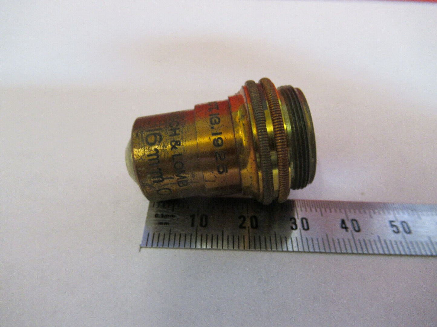 BAUSCH LOMB ANTIQUE BRASS 16mm OBJECTIVE MICROSCOPE PART AS PICTURED 10X Q3-B-10