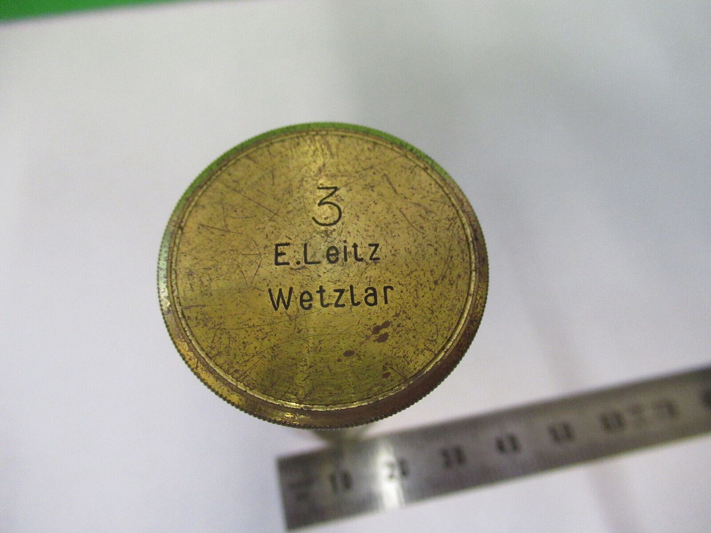 ANTIQUE BRASS EMPTY OBJECTIVE CAN E. LEITZ MICROSCOPE PART AS PICTURED Z4-B-63