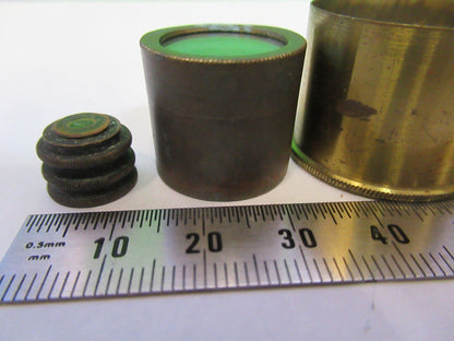 ANTIQUE BRASS HENRY CROUCH UK LOT LENS MOUNTED MICROSCOPE PART AS PIC &G2-A-75