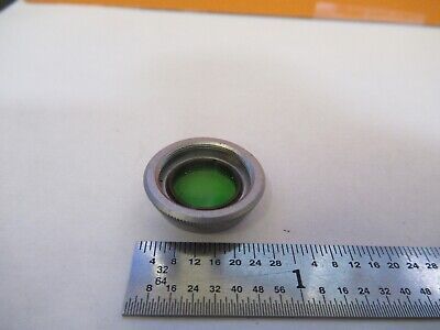 MOUNTED GLASS GREEN FILTER MICROSCOPE PART OPTICS AS IS &3K-A-01