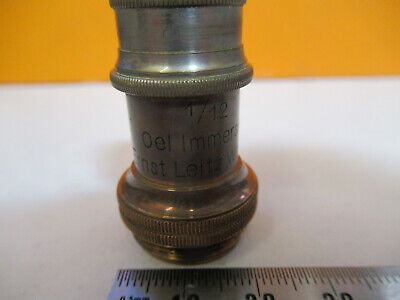 ANTIQUE ERNST LEITZ 1/12 BRASS OBJECTIVE MICROSCOPE PART AS PICTURED R7-A-56