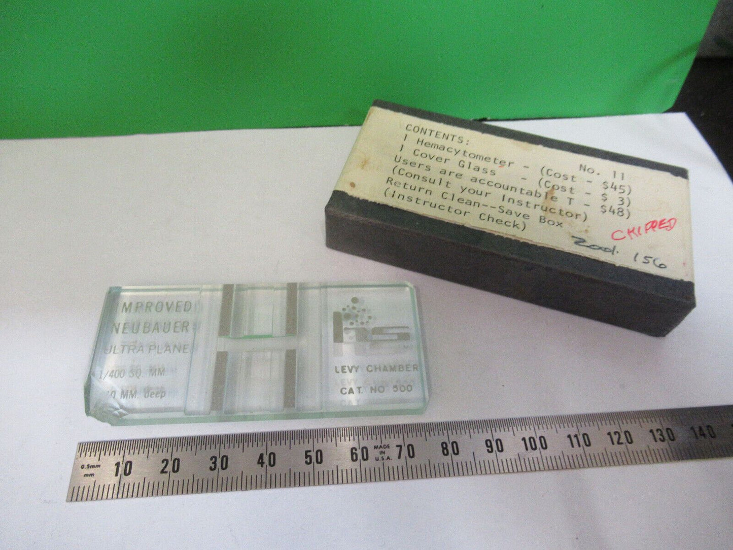 LEVY CHAMBER HEMACYTOMETER NEUBAUER SLIDE MICROSCOPE PART AS PICTURED &Z7-A-51