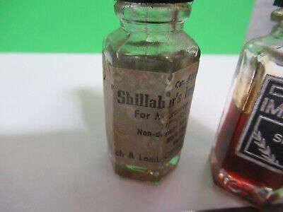 ANTIQUE IMMERSION OIL BOTTLES BAUSCH LOMB MICROSCOPE PART AS PICTURED R9-A-61