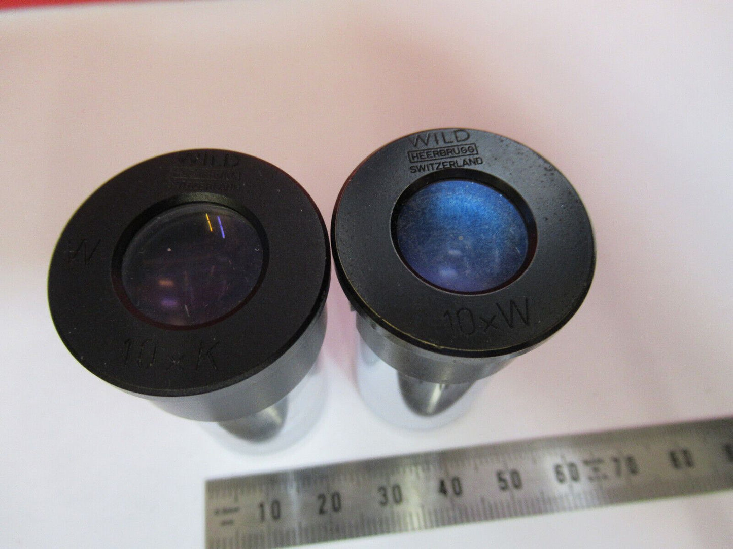 PAIR MICROSCOPE PART WILD HEERBRUGG SWISS EYEPIECE 10xW OPTICS AS PICTUR Y7-B-11