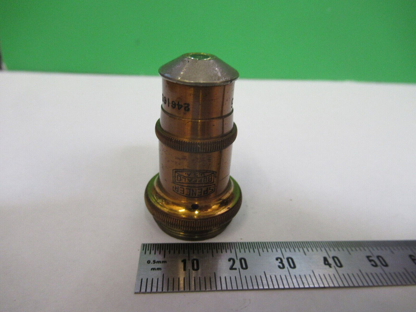 ANTIQUE BRASS OBJECTIVE SPENCER 44X LENS MICROSCOPE PART AS PICTURED &H9-C-10